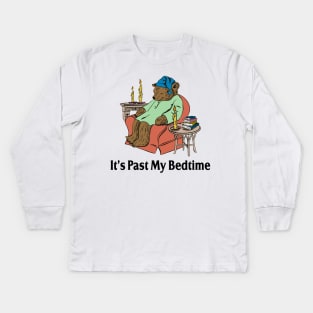 It's Past My Bedtime Bear Taking a Nap Next to Books Kids Long Sleeve T-Shirt